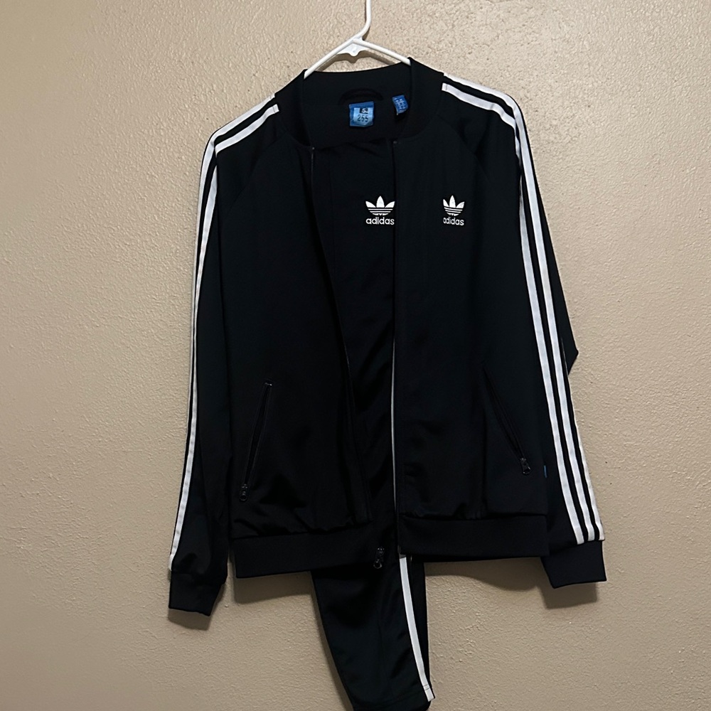 Adidas Black Track Jacket with White Accents
